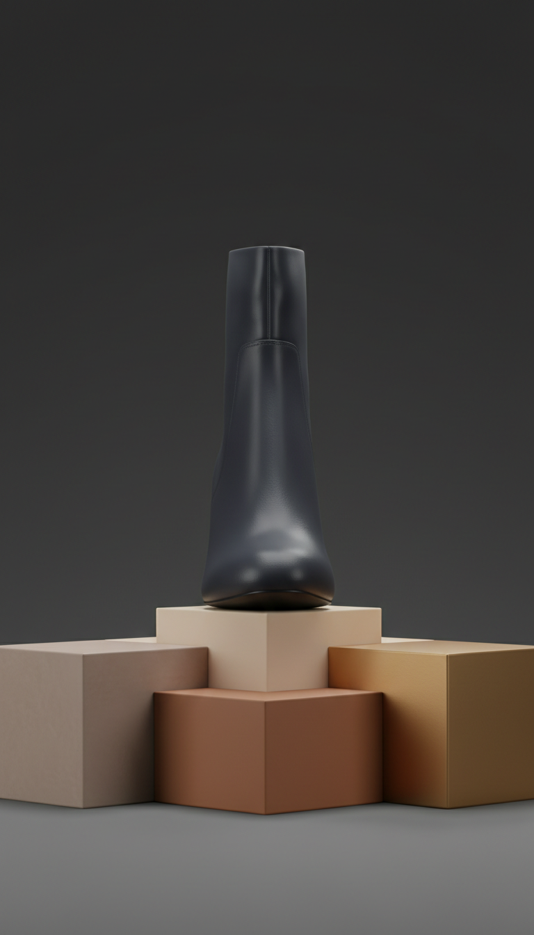 Block-Heel Ankle Boot in Midnight Slate