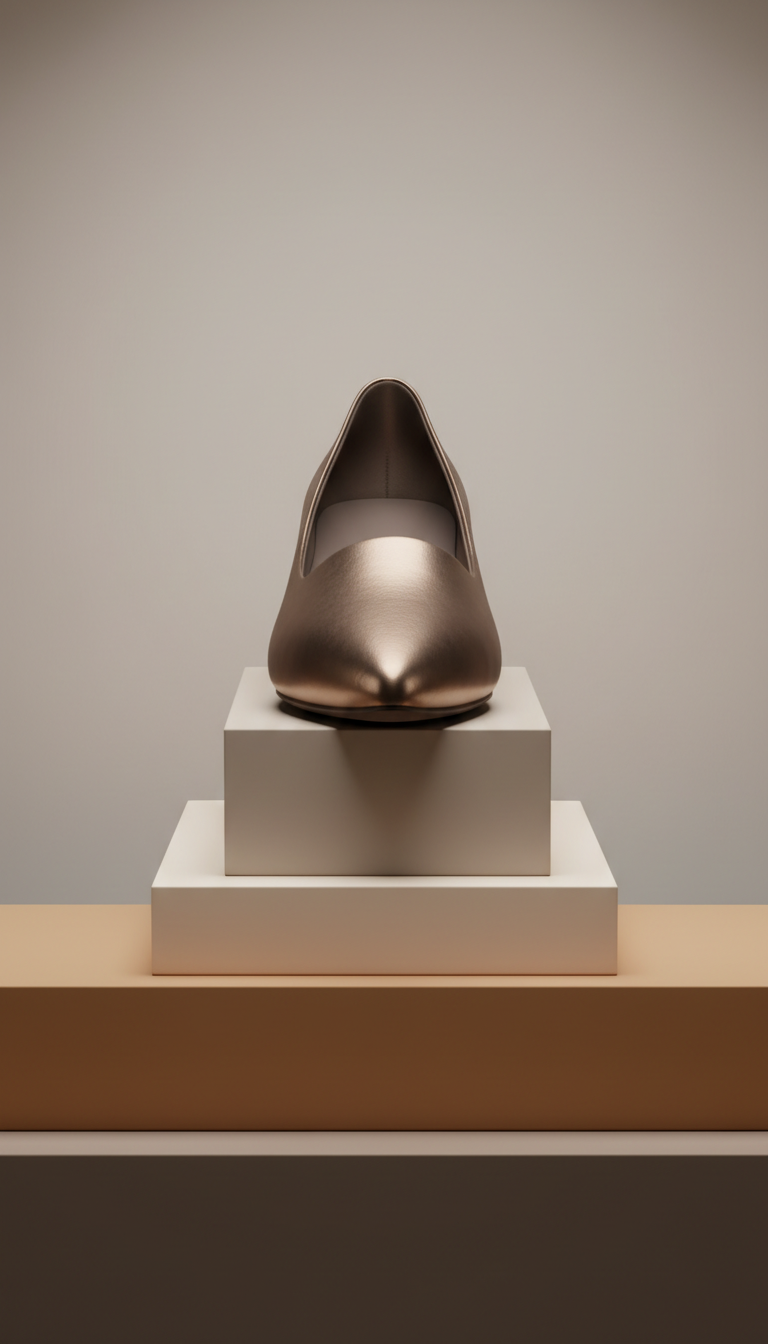Pointed-Toe Metallic Flat in Bronze Edge